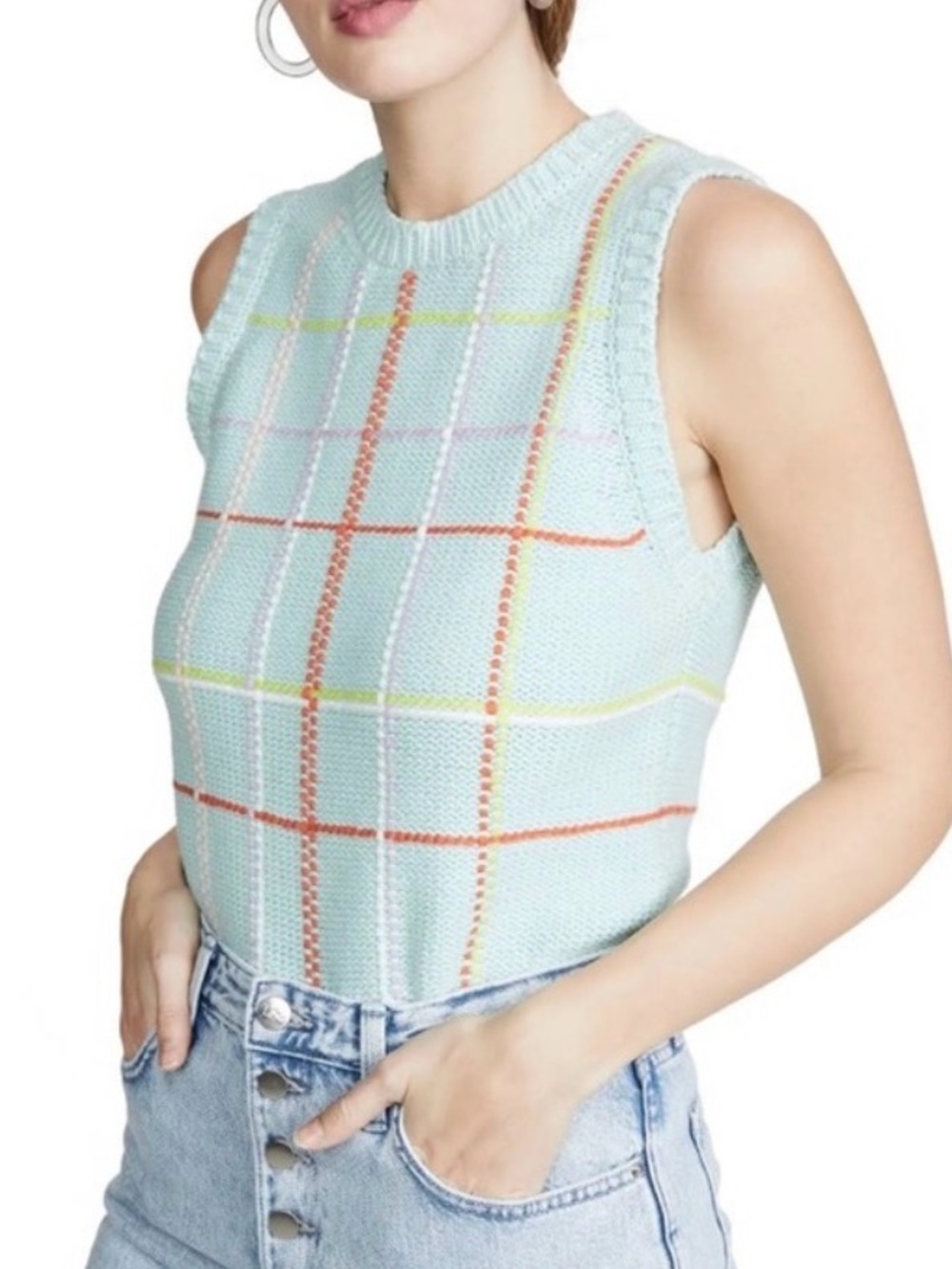 Alice + Olivia Rosalina Grid Sweater Shell Vest Shell Size XS